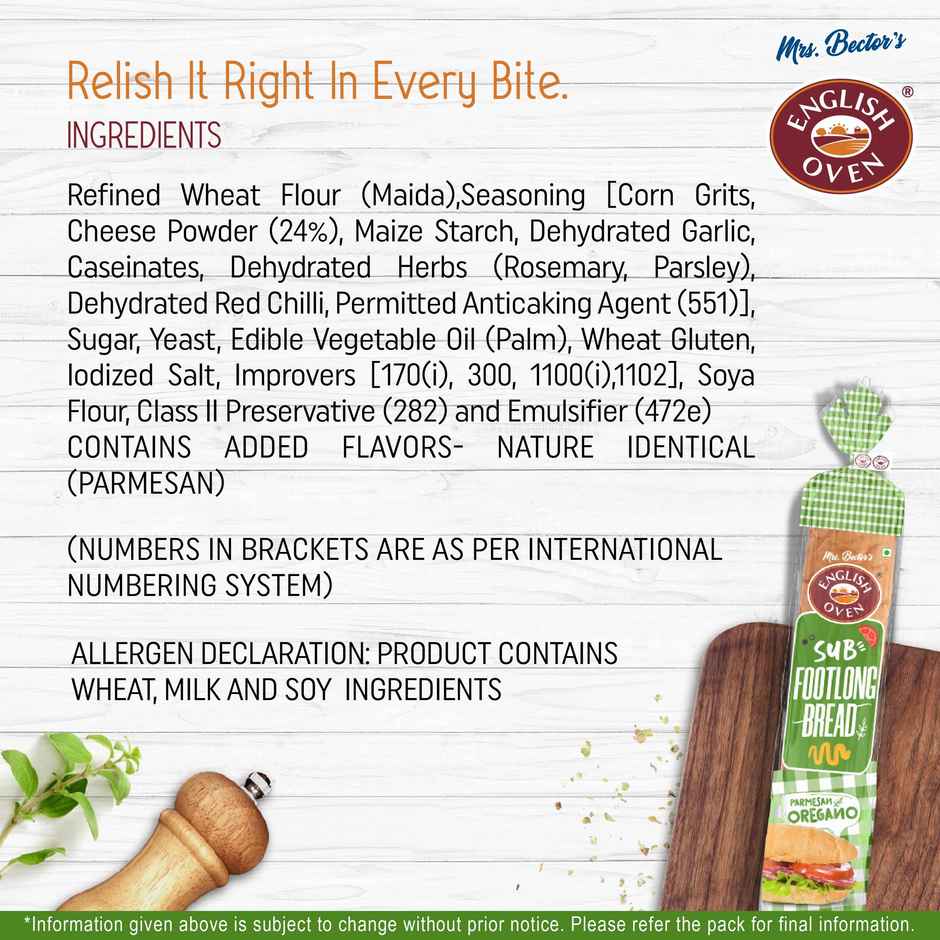 English Oven Sub Footlong Parmesan Oregano Bread
