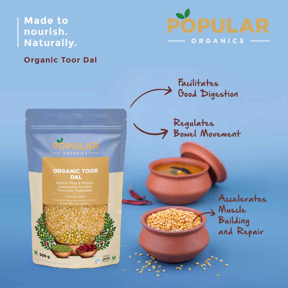 Popular Organics Toor Dal / Pigeon Peas | Ahar Dal