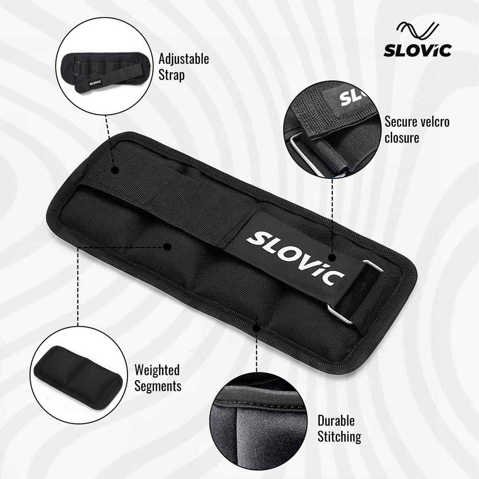 Slovic Adjustable Ankle Weights for Running, Jogging & Leg Exercise