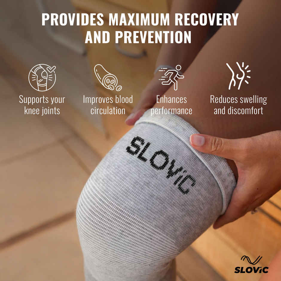 Slovic Knee Support - Compression Sleeve for Pain Relief, Sports Injury & Workout Support