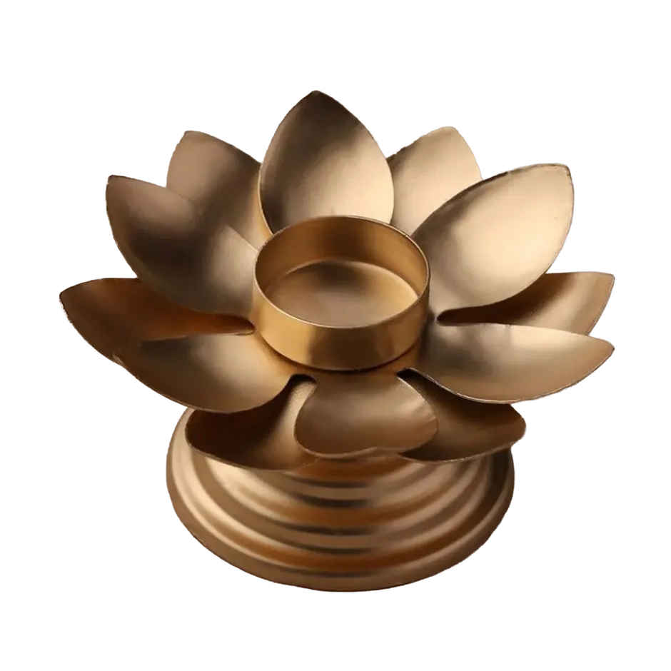 Religious Lotus Candle Holder for Home Decor | Iron | Gold | Urban Born