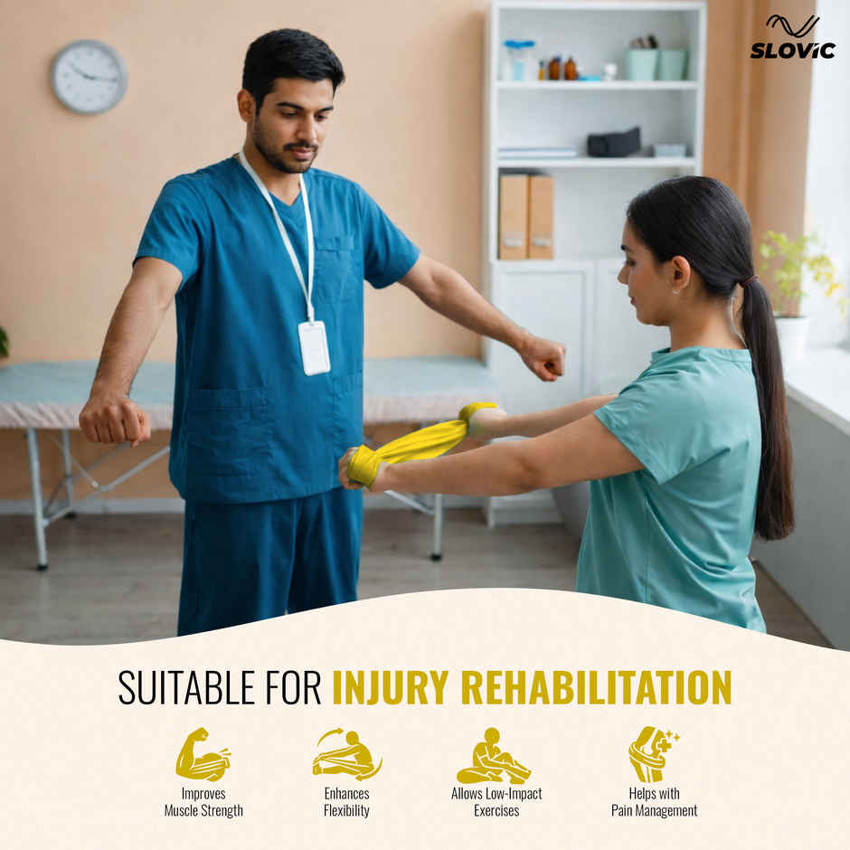 Slovic Thera Band for Physiotherapy, Stretching & Recovery Exercise | Light Yellow