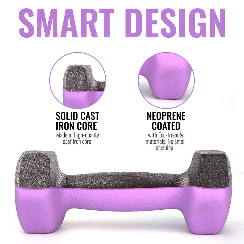 Slovic Neoprene Dumbbell Set (2 kg X 2) | Purple | for Home & Gym Use | Anti-Skid Rubber