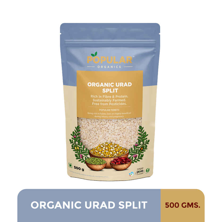 Popular Organics Urad Dal Split / Urad Dhuli