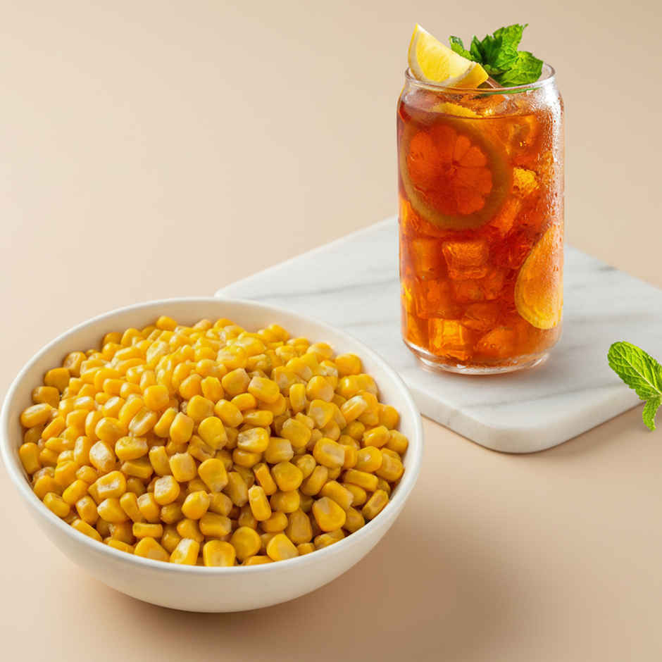 Sweet Corn Chaat + Lemon Iced Tea