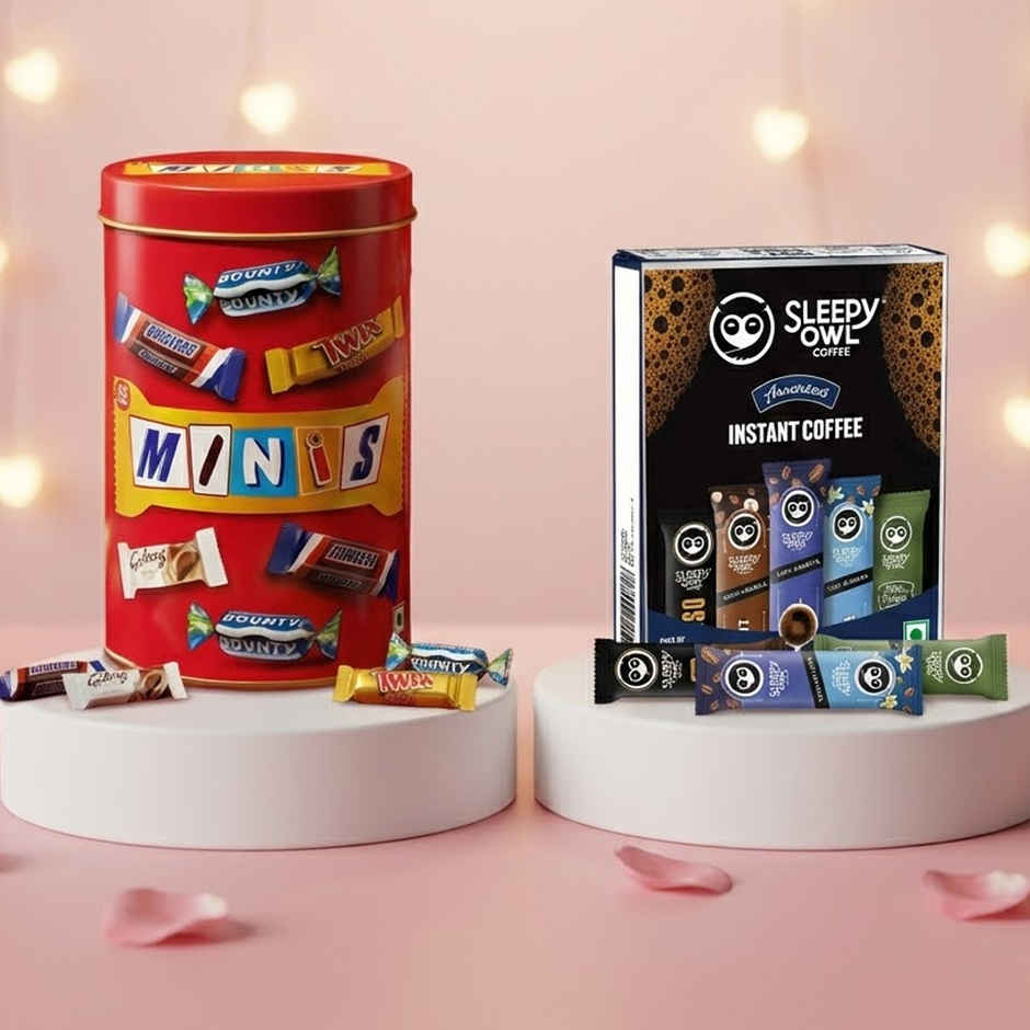 Twix Crunchy Cookie Rich Milk Chocolate Bar With Goodness Of Wafer (50g) & Sleepy Owl Assorted Premium Instant Coffee Sachets (10pcs) Combo 