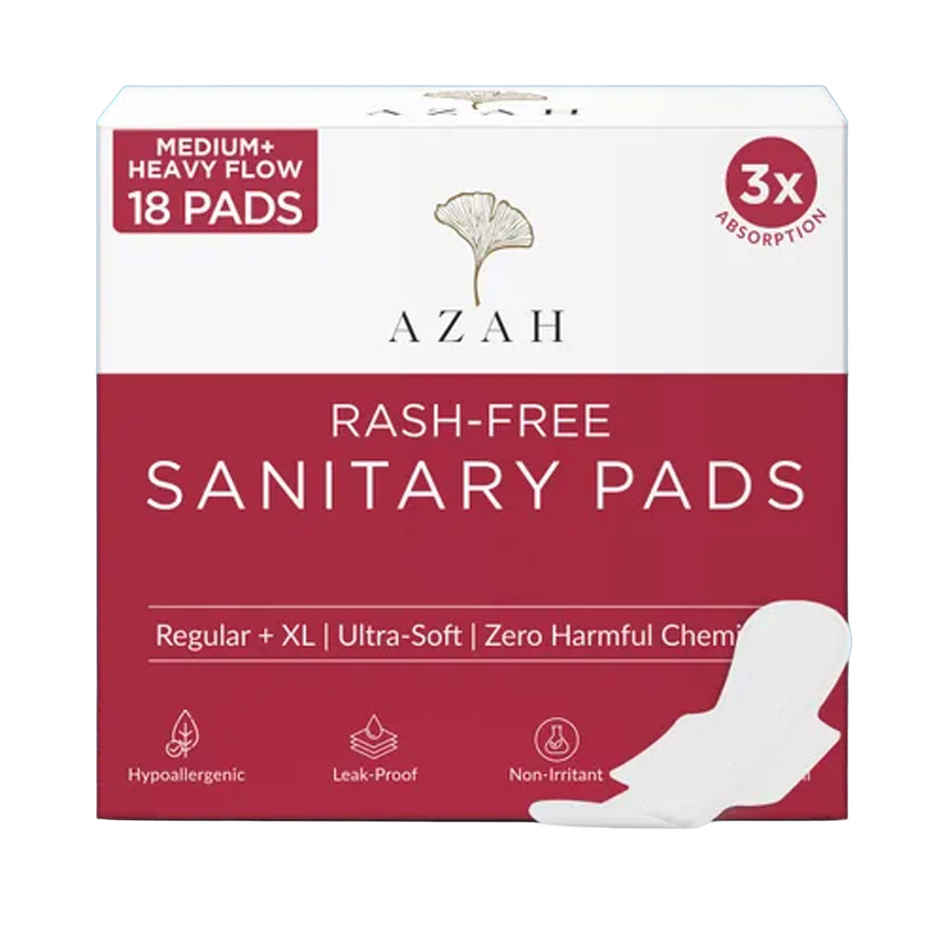 Azah Rash-Free Sanitary Pads (12 R + 6 Xl) | Assorted pack | 18 pcs