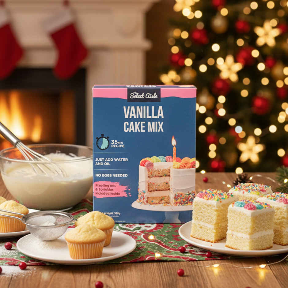 The Select Aisle Eggless Vanilla Cake Mix Frosting Mix and Sprinkles Included | Baking Essential