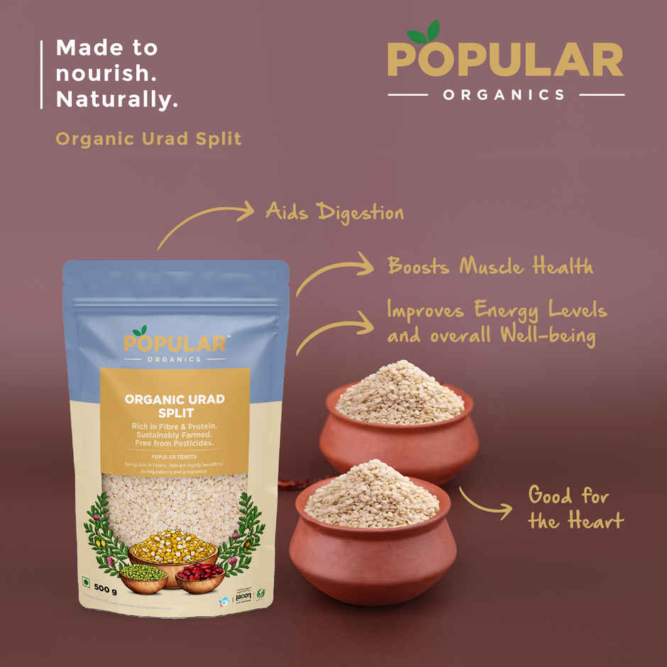 Popular Organics Urad Dal Split / Urad Dhuli