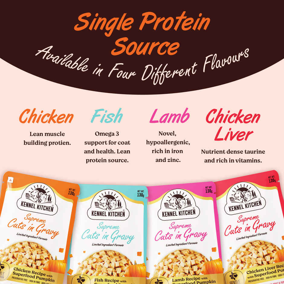 Kennel Kitchen Supreme Cuts In Gravy, Chicken Liver With Pumpkin | Wet Dog Food