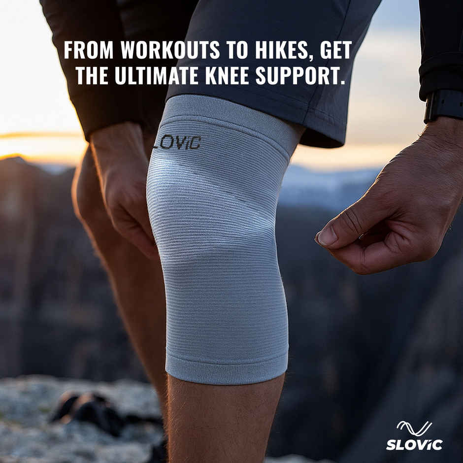 Slovic Knee Support - Compression Sleeve for Pain Relief, Sports Injury & Workout Support