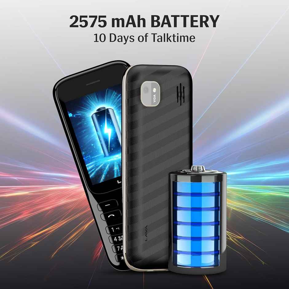 Lava Gem 2025 Dual Sim Keypad Phone 2.8 inch Display, Camera & Flash | 2575mAh Smart AI Black Gold