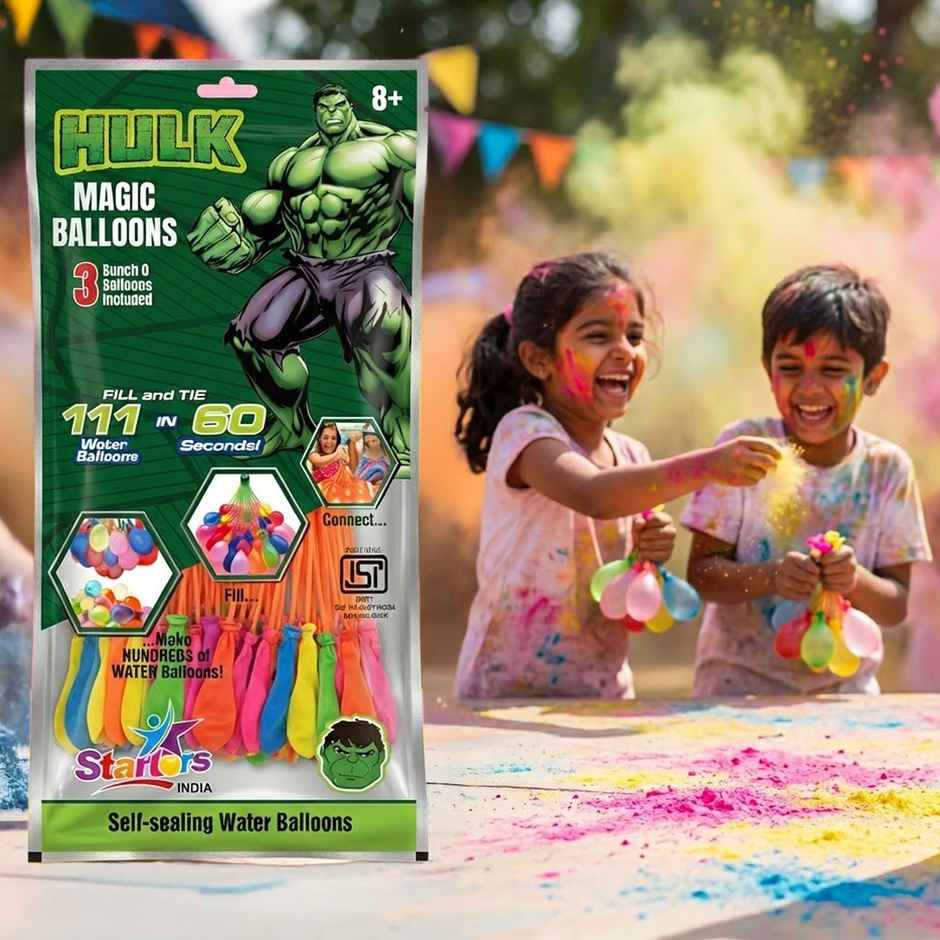 Hulk Holi Magic Self Sealing Balloons 3 set x 37 pcs | Star Toys Combo