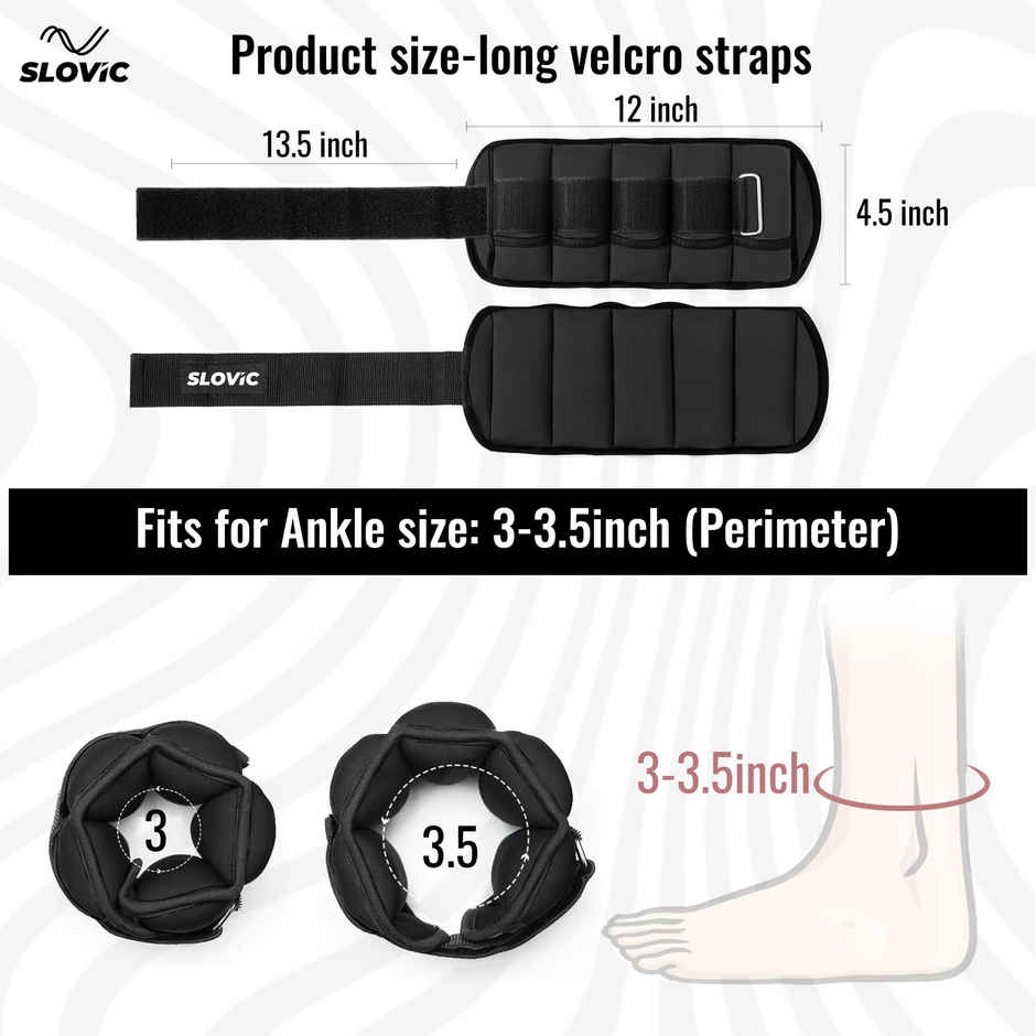 Slovic Adjustable Ankle Weights for Running, Jogging & Leg Exercise