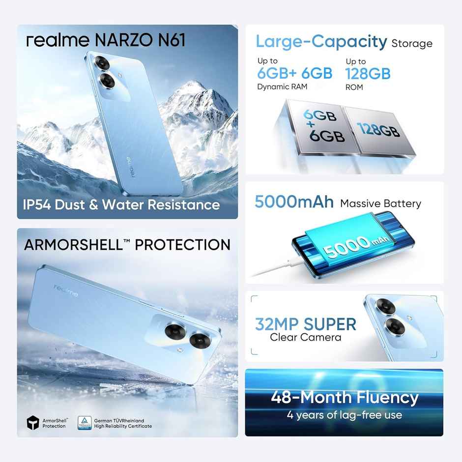 Realme Narzo N61 | 4GB | 64GB | Voyage Blue