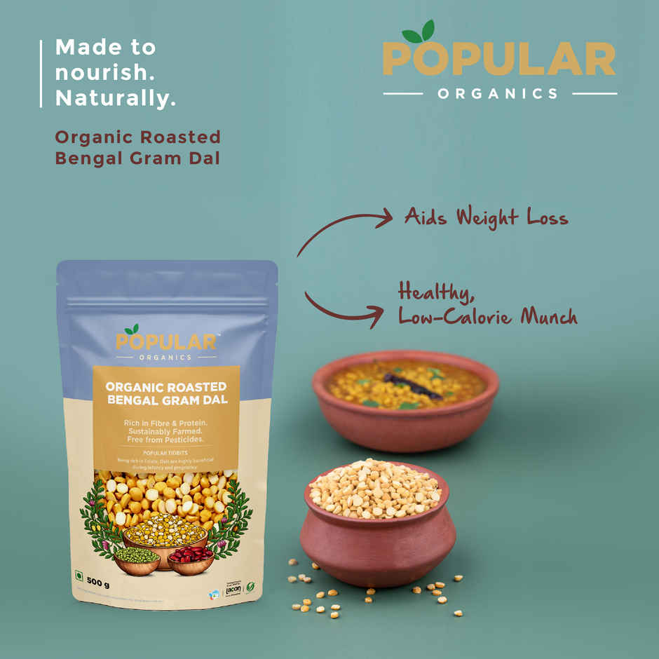 Popular Organics Fried Gram Split - Roasted Bengal Gram Dal