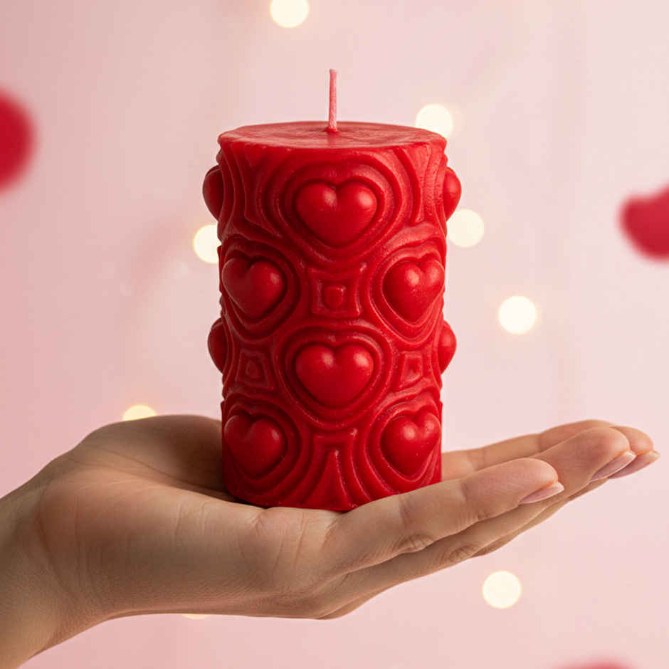 Scented 3D Valentine's Day Heart Shaped Pillar Candle | Prosperro Lumo