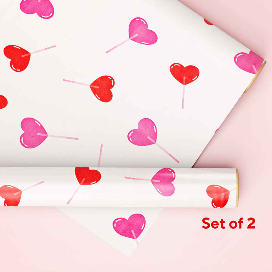 Candy Love Heart Gift Wrapping Paper | Bright Storey