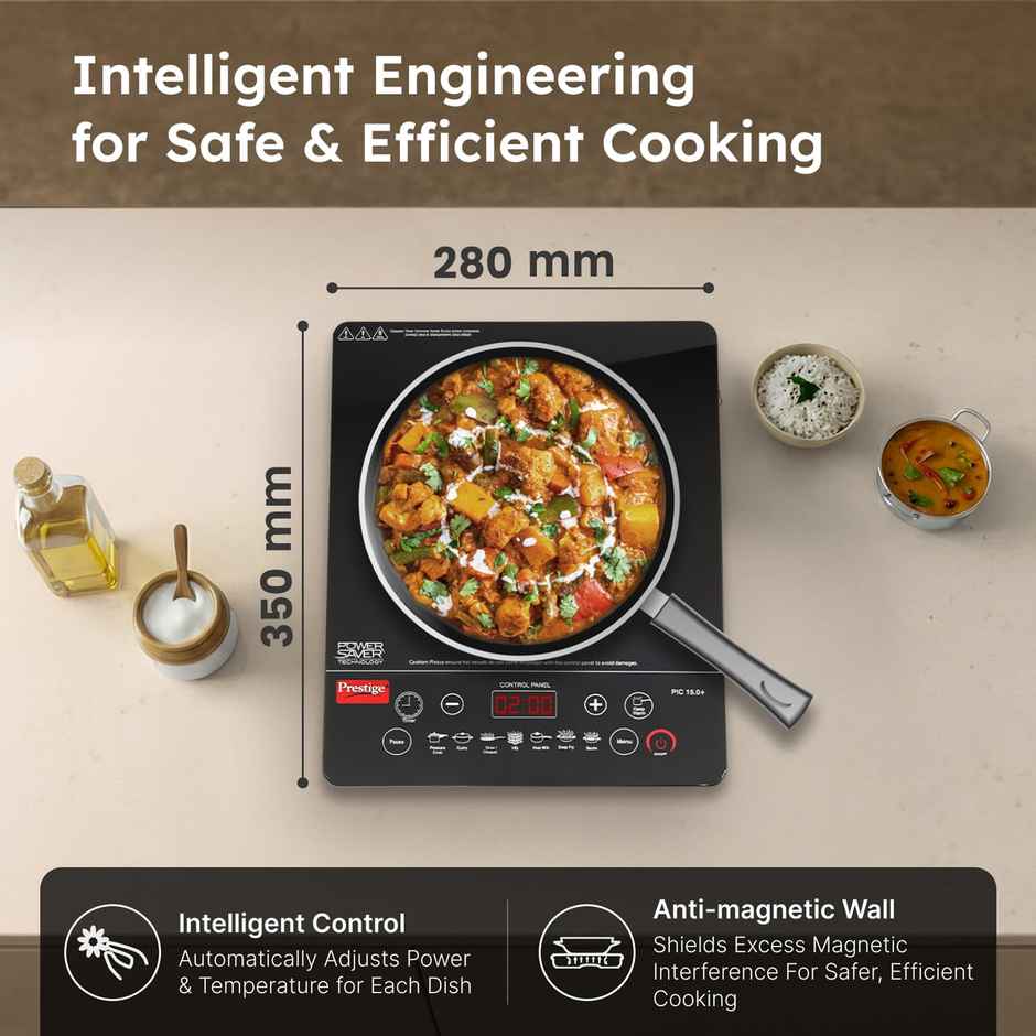 Prestige Pic 15.0 Plus 1900-Watt Induction Cooktop| Indian Menu Option| Automatic Voltage Regulator
