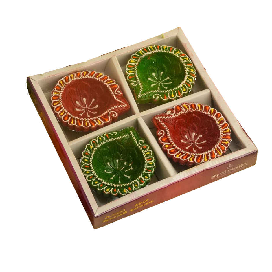 Decorative Clay Diya Bloom | Pack of 4 | Designer Diya | Shruti Creations