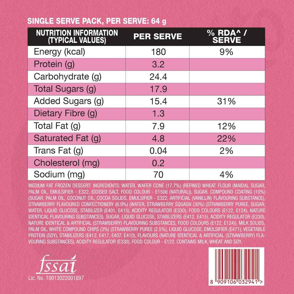 Kwality Walls Cornetto Strawberry Vanilla Cone (105ml) & Cadbury Dairy Milk Silk Valentines Heart Blush Chocolate Bar Gift Pack (250g) Combo