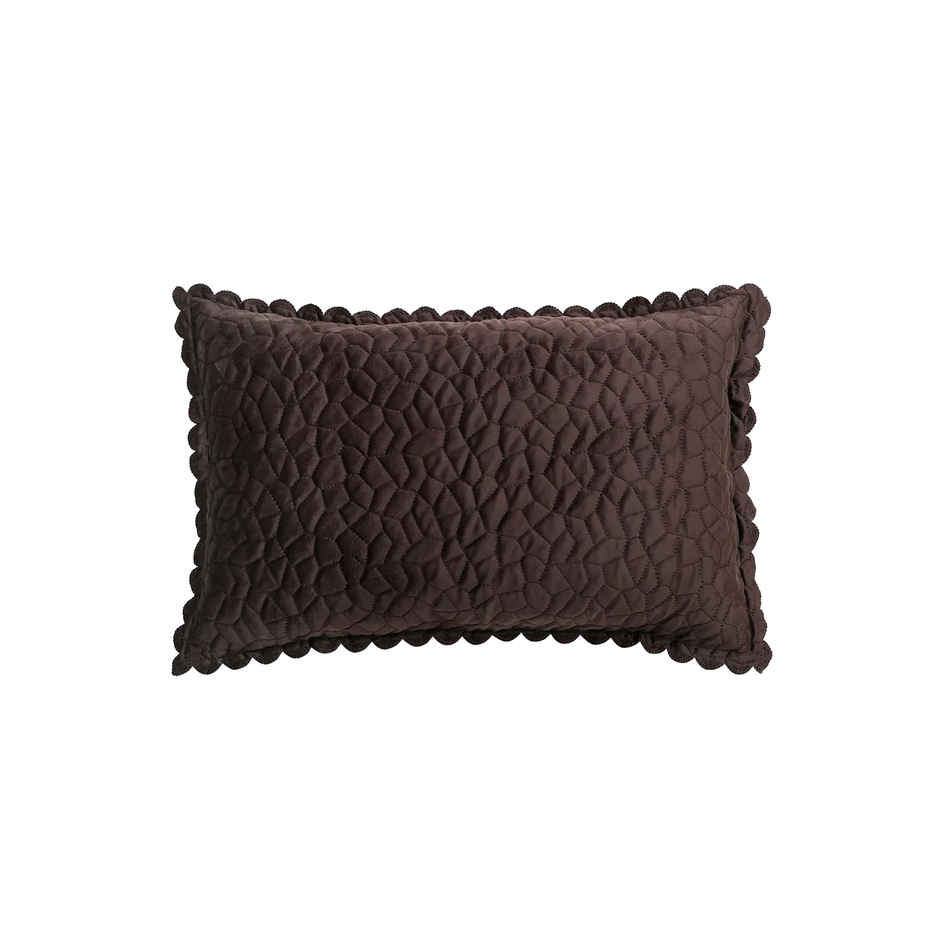 Hosta Homes Velvet Fabric Laser Cut Crystal Brown Pillow Cover Pack of 2