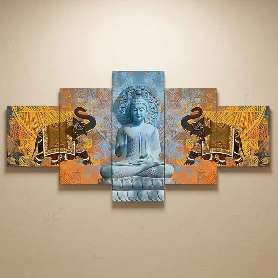 Perpetual Buddha Wall Painting for Living Room | 3D Scenery | 75 x 43 cm | with Frames