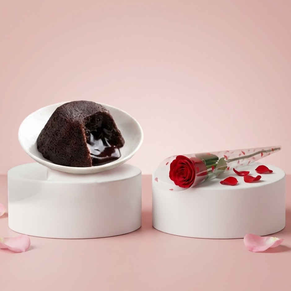 Choco Lava Cake + Single Stem Rose