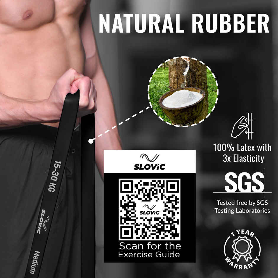Slovic Heavy Resistance Band | 15-30 kg | For Strength Training & Home Workout | Natural Rubber
