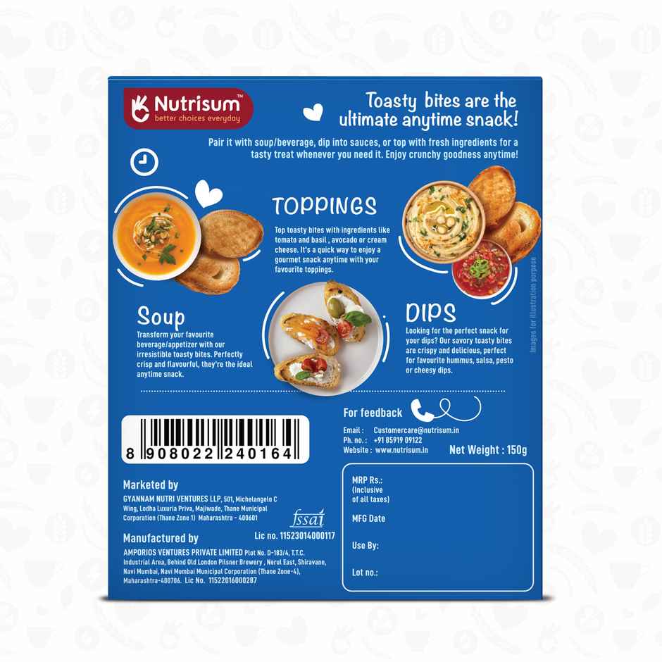 Nutrisum Whole Wheat Toasty Bites - Butter Garlic