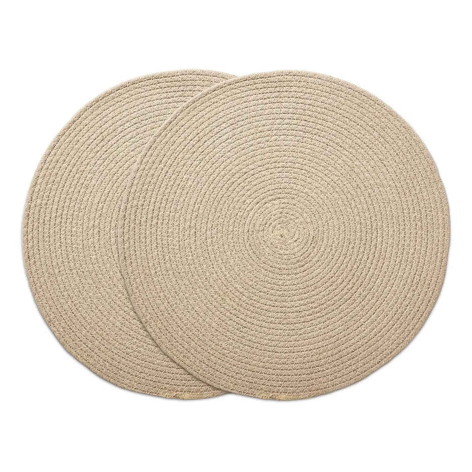 Encasa Xo Cotton Placemat Beige 35 Cm, Pack Of 2