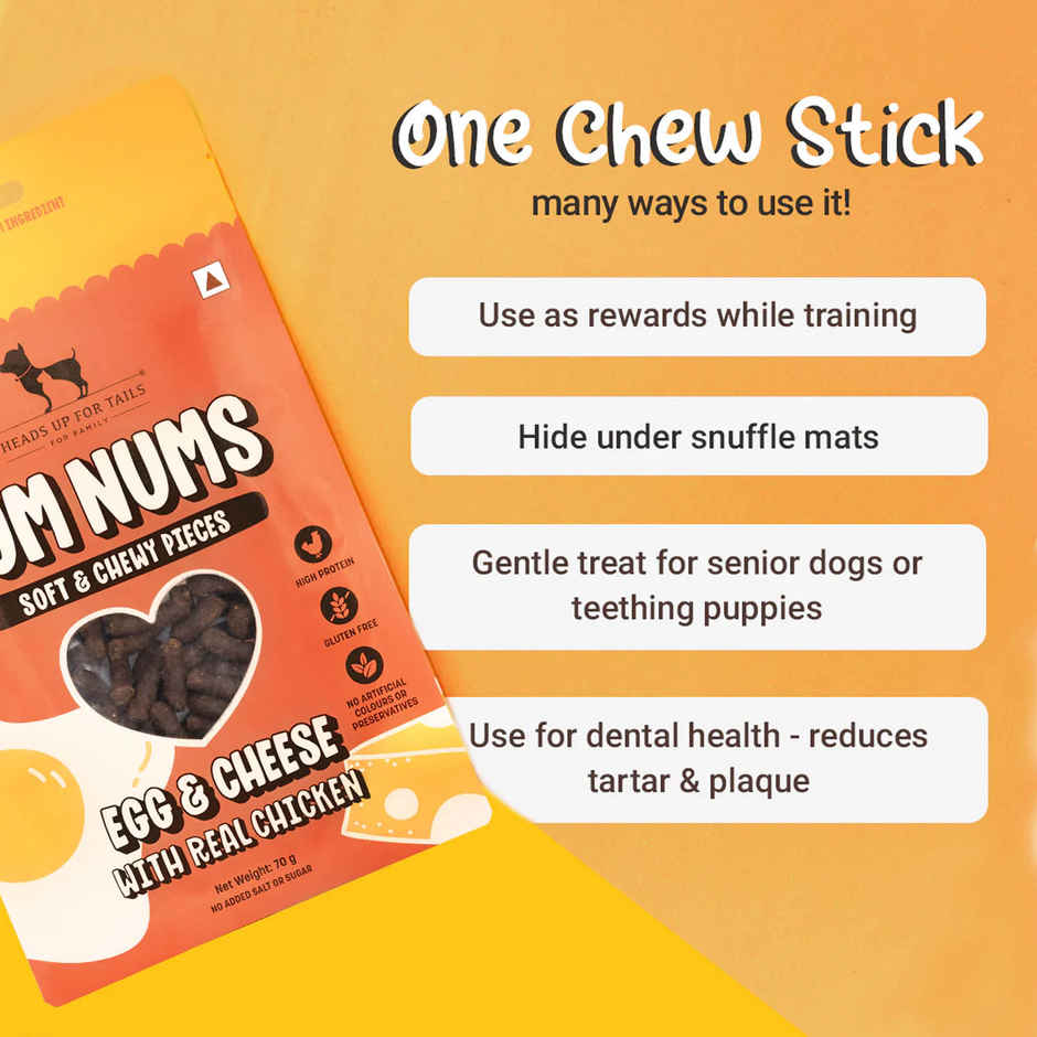 HUFT Yum Nums Egg & Cheese Soft Sticks Treat For Dogs