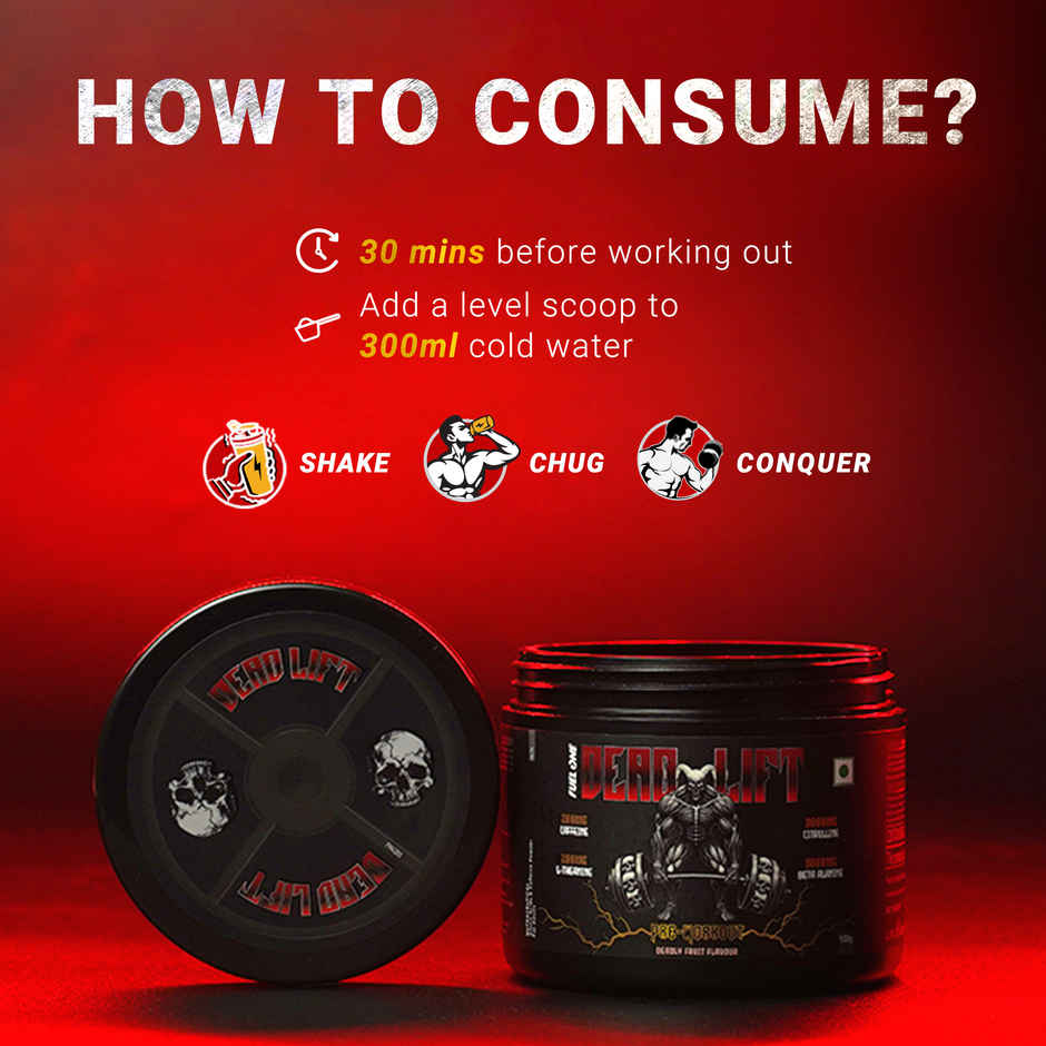 Fuel One Dead-Lift Pre Workout|200mg Caffeine, 200mg L-Theanine,3000mg Beta Alanine