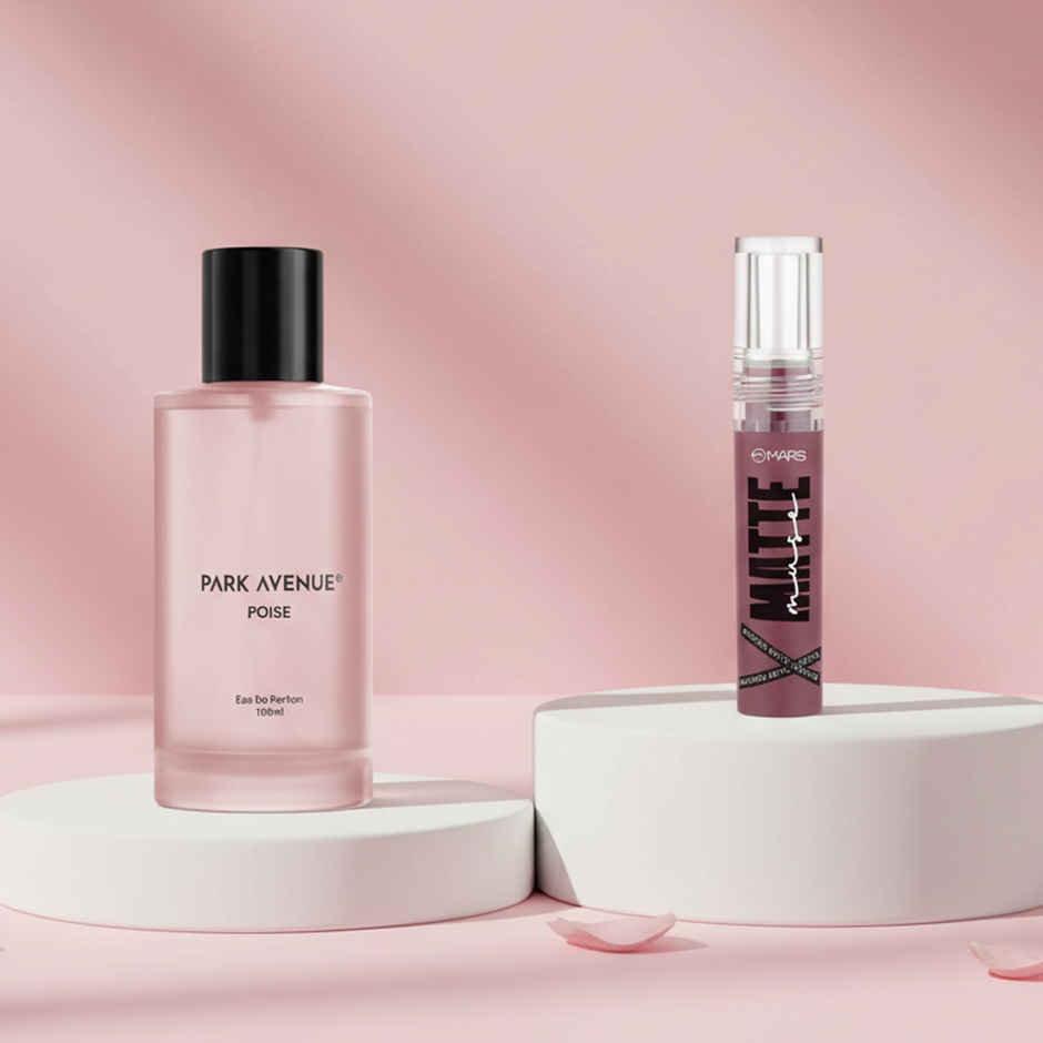 Park Avenue Poise Women Eau De Parfum  (100ml) & Mars Cosmetics Matte Muse Mousse Lipstick  (3ml) Combo