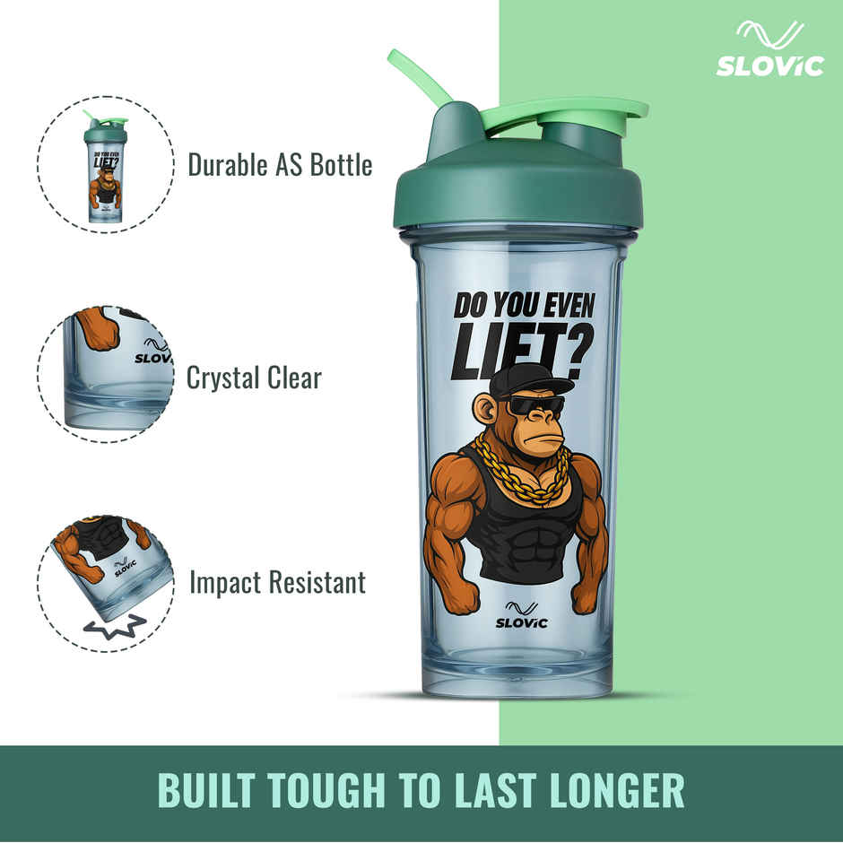 Slovic Monkey Design Leak Proof Shaker Water Bottle for Gym, Home & Office Use