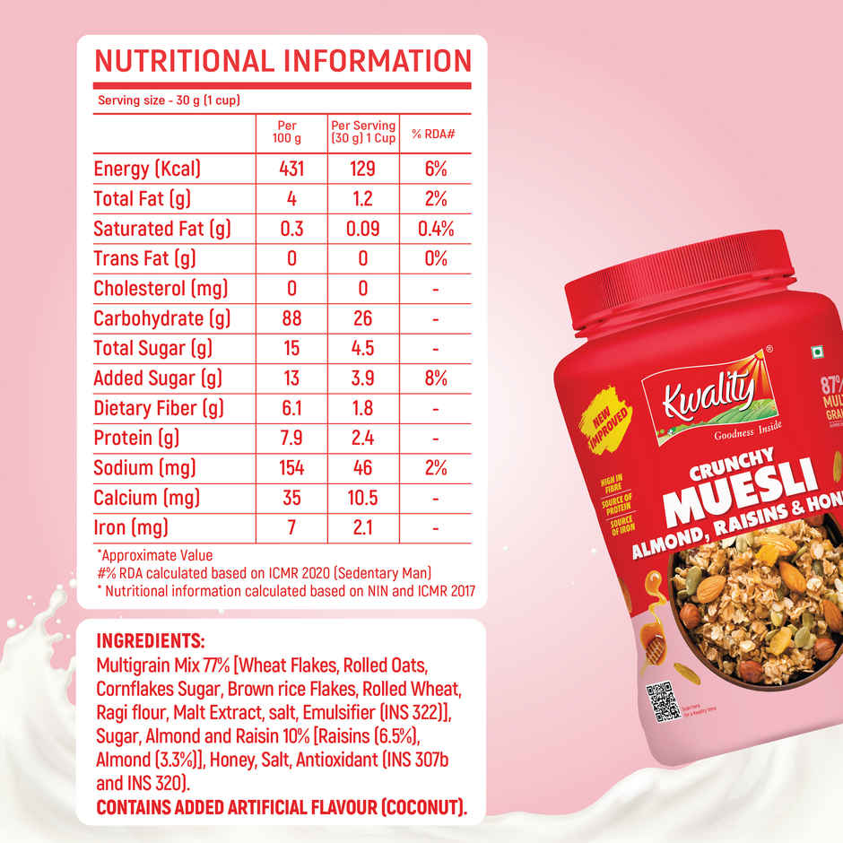 Kwality Muesli Crunchy Almond Raisins And Honey