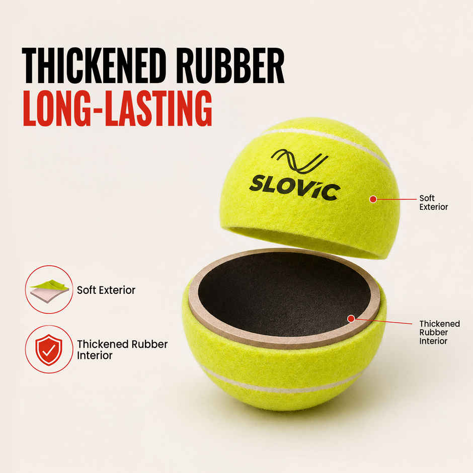 Slovic Rubber Tennis Cricket Ball for Gully Match Practice & Outdoor Games | Set of 6