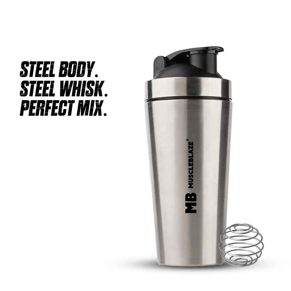 MuscleBlaze Gym Steel Shaker - Silver