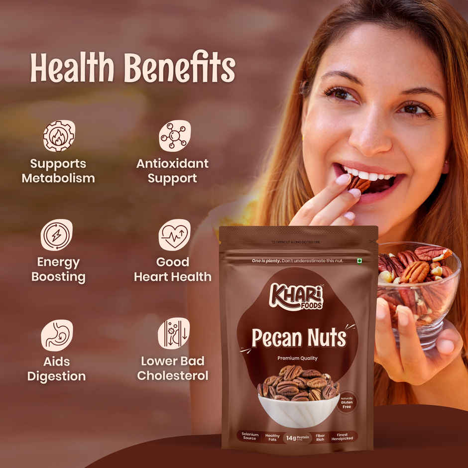 Khari Foods Premium Pecan Nuts, Healthy Snack, Rich in Protein