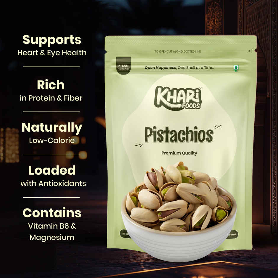 Khari Foods Premium California Pistachios | Roasted & Salted Dry Fruits