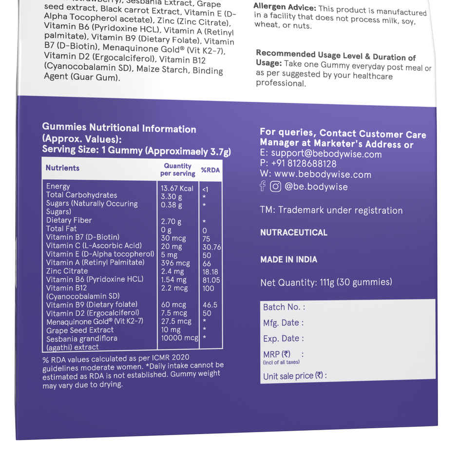 Be Bodywise Biotin Hair Health Gummies 30S Pack