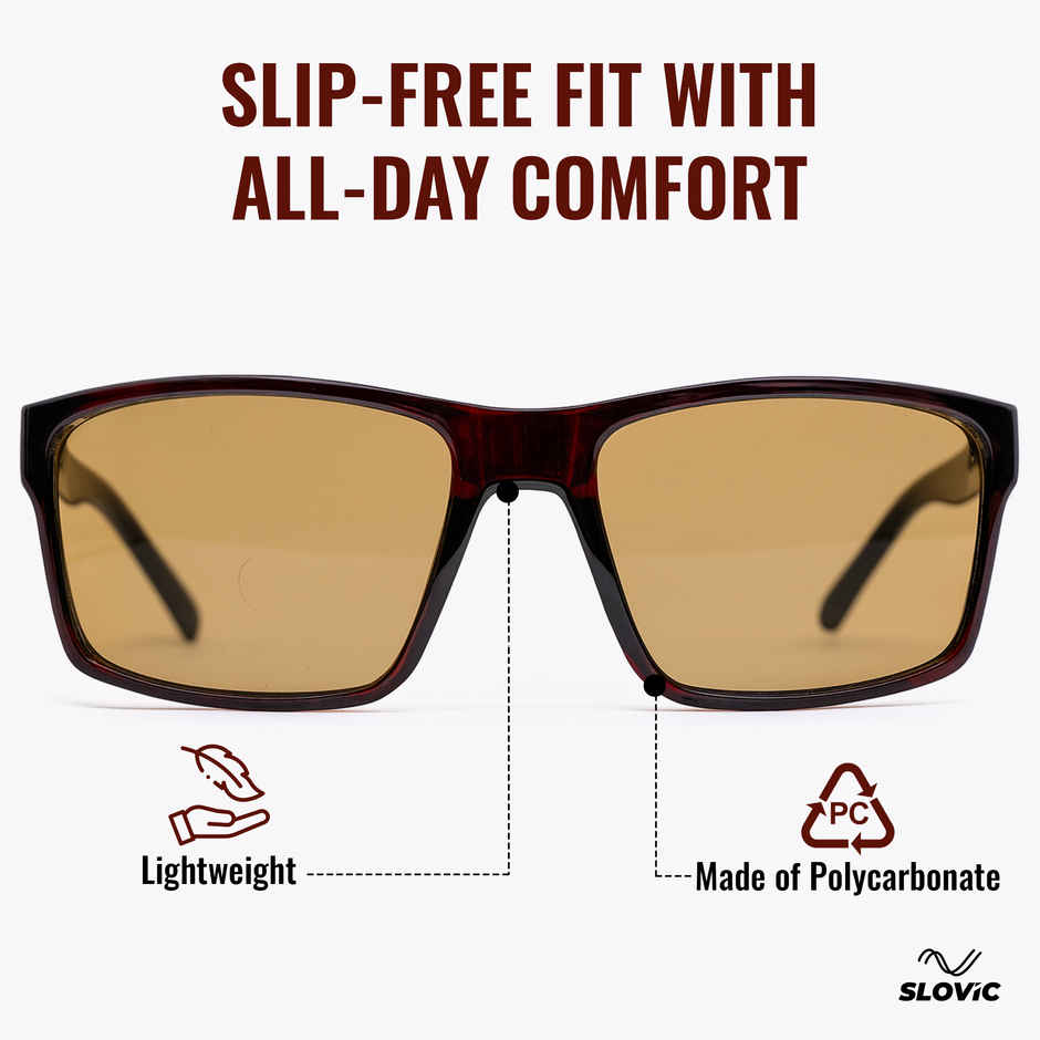 Slovic Stylish Full-Rim Frame Wayfarer Sunglasses for Adults With UV Protected Lenses | Brown
