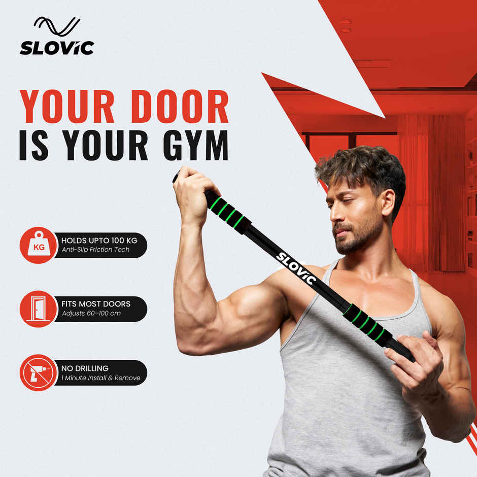 Slovic Pull Up Bar for Door Frame - Home Workout Equipment for Upper Body - Black