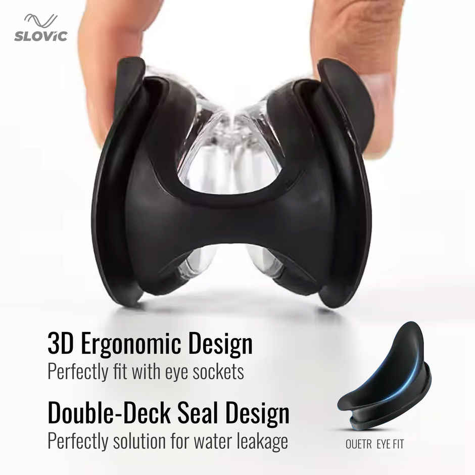 Slovic Swimming Goggles for Adults UV Protection & Anti-Fog Anti-Fog Lens - Leak-Proof Frame - Black