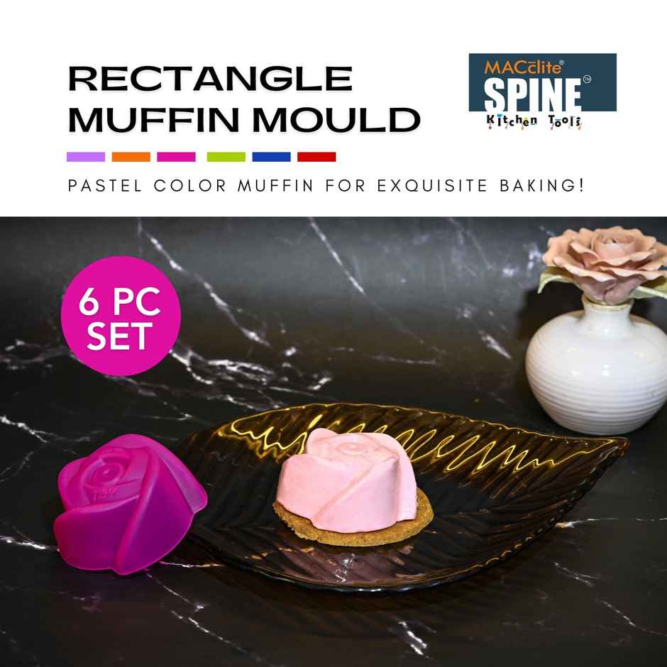 Silicone Muffin Mould Rose Set of 6 Pc