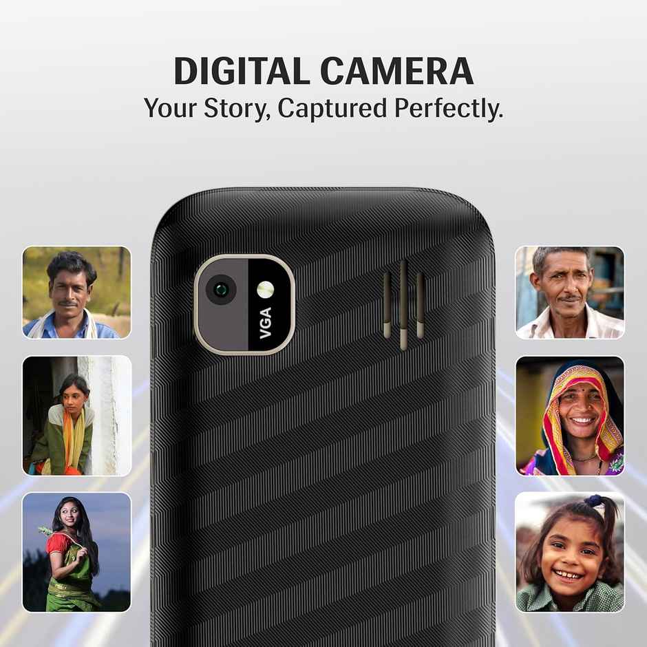 Lava Gem 2025 Dual Sim Keypad Phone 2.8 inch Display, Camera & Flash | 2575mAh Smart AI Black Gold