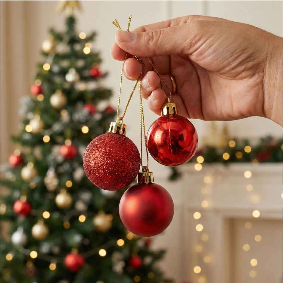 Christmas Decoration Hanging Balls | Red | Picfest