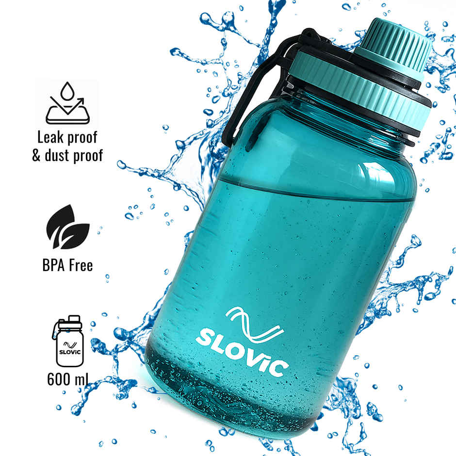 Slovic 600ml Water Bottle with Sipper Cap for Gym, Travel, Sports & Hydration-100% BPA Free