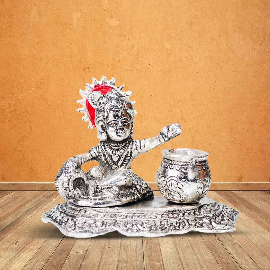 Laddu Gopal Silver Plated with Maakhan Matka | Devnidhi