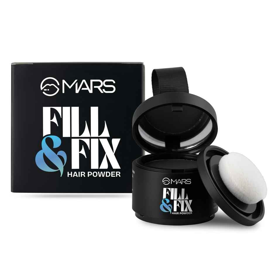 Mars Cosmetics Fill & Fix Hair Powder with Mirror & Puff | Black